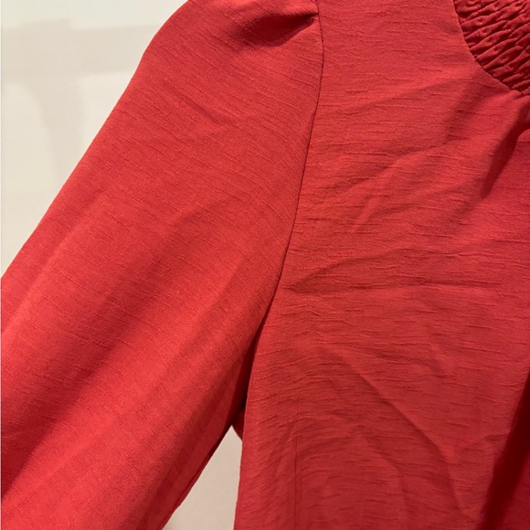 Red Smocked Long Sleeve Top - Picture 2 of 7